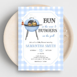 Invitación Blue Burger BBQ Baby Shower