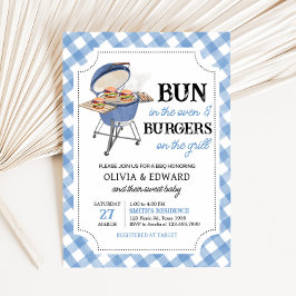 Invitación Blue Burger BBQ Baby Shower