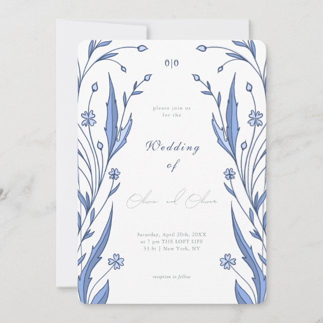 Invitación Blue Buttercup Wedding (Anverso)