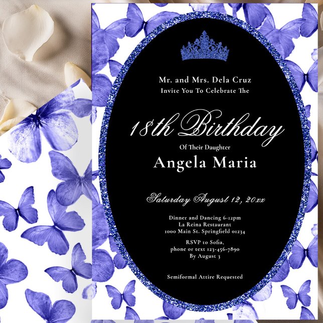 Invitación Blue Butterflies 18th Birthday Debut (Subido por el creador)