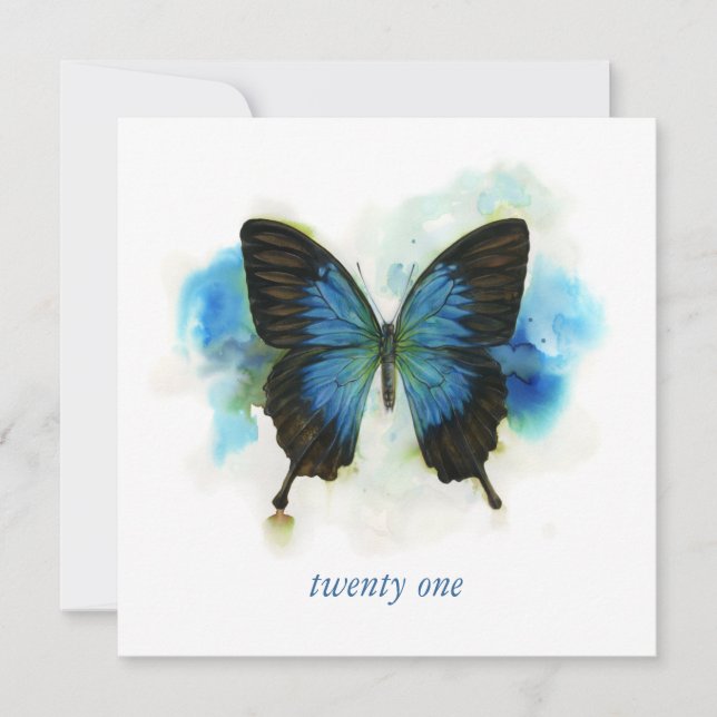 Invitación Blue Butterfly 21º cumpleaños (Anverso)