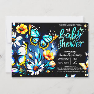 Invitación Blue Butterfly Dreamland Boy Baby Shower