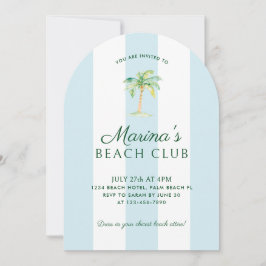 Invitación Blue Cabana Stripes Palm Beach Club Arco de Cumple