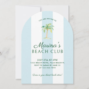 Invitación Blue Cabana Stripes Palm Beach Club Arco de Cumple