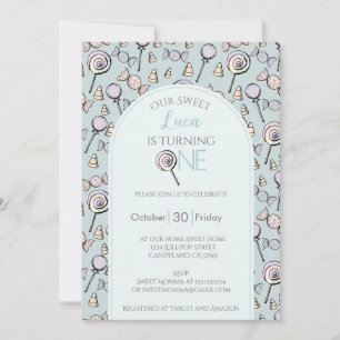 Invitación Blue Candy First Birthday Photo