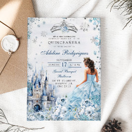 Invitación Blue Castle Palace Quinceanera Cumpleaños Mexicano
