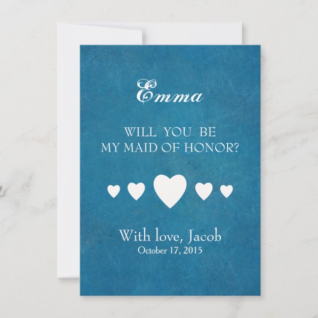 Invitación Blue Chalkboard Serás Mi HONOR (Anverso)