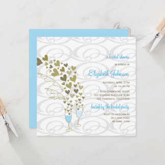 Invitación Blue Champagne anima la ducha de novias Golden Hea