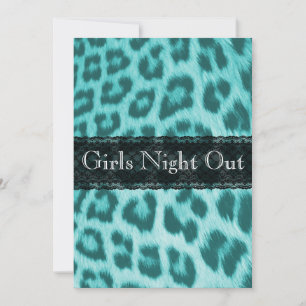 Invitación Blue Cheetah Lace Print Bachelorette Party