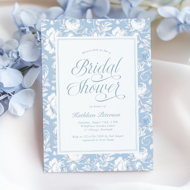 Invitación Blue Chinoiserie Bridal Shower Invitation (Subido por el creador)
