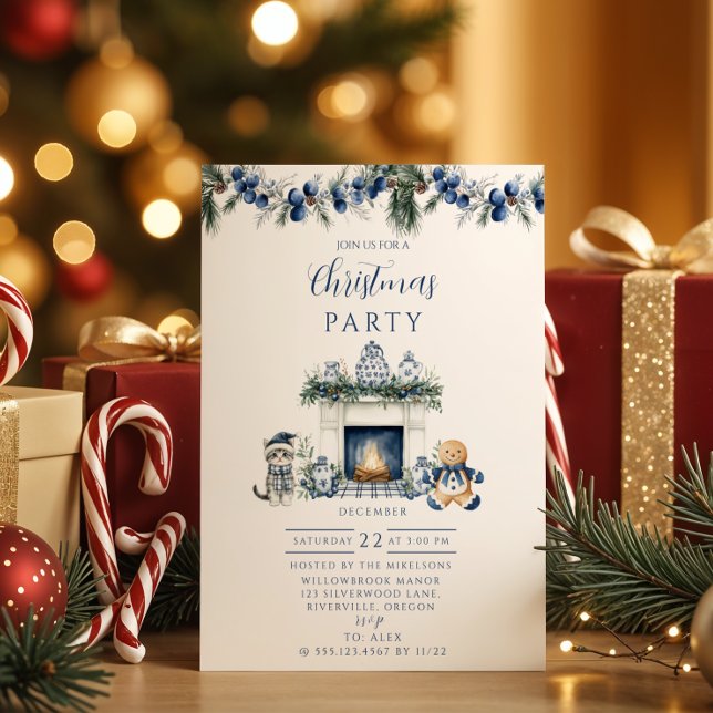 Invitación Blue Chinoiserie Christmas (Subido por el creador)