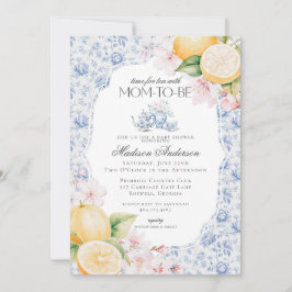 Invitación Blue Chinoiserie Tea Fiesta Baby Shower Toile