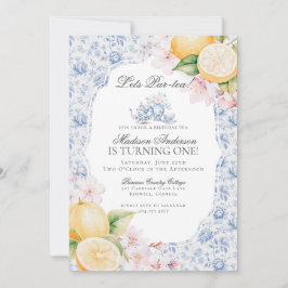 Invitación Blue Chinoiserie Tea Fiesta Birthday Toile