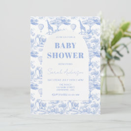 Invitación Blue Chinoiserie Toile de Jouy Baby Shower