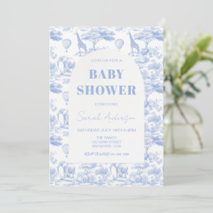 Invitación Blue Chinoiserie Toile de Jouy Baby Shower