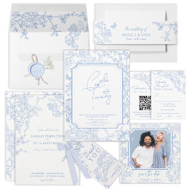 Invitación Blue Chinoiserie Toile de Jouy Boda