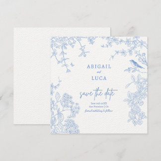 Invitación Blue Chinoiserie Toile de Jouy Boda Save Date