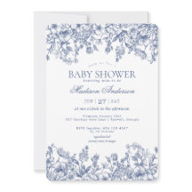 Blue Chinoiserie Vintage Floral Baby Shower