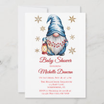 Blue Christmas Gnome Baby Shower