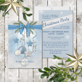 Invitación Blue Christmas Multiple Ornaments Party Invitation