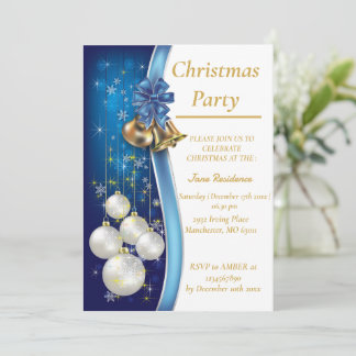 Invitación Blue Christmas Ornament Invitation