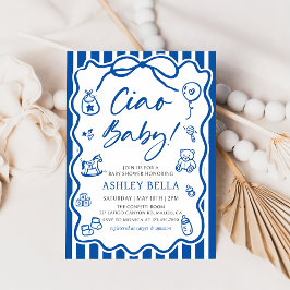 Invitación Blue Ciao Baby Whimsical Italiano Baby Shower