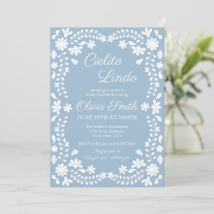 Invitación Blue Cielito Lindo Arte Folclórico Mexicano Shower