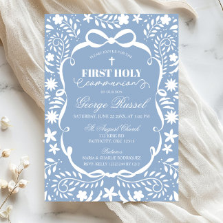 Invitación Blue Cielito Lindo First Holy Communion