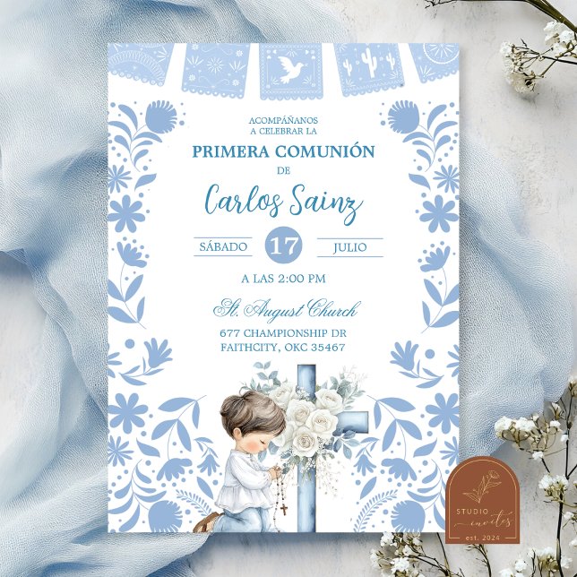 Invitación  Blue Cielito Lindo First Holy Communion  (Subido por el creador)
