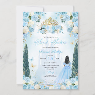 Invitación Blue Cinderella Fairytale Princesa Dulce