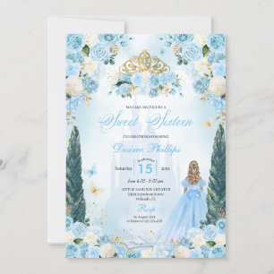 Invitación Blue Cinderella Fairytale Princesa Dulce