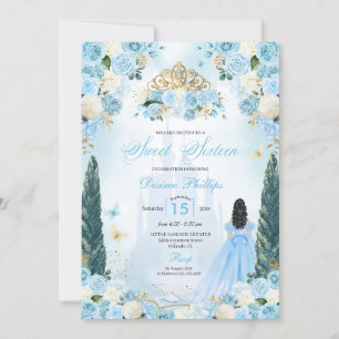 Invitación Blue Cinderella Fairytale Princesa Dulce