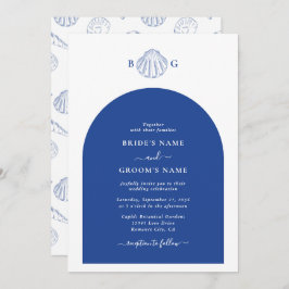 Invitación Blue Clam Seashells Coastal Seaside Beach Wedding