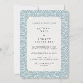 Invitación Blue claro + White Sea Wave Pattern Beach Wedding