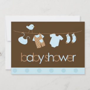 Invitación Blue Clothesline Boys Baby Shower