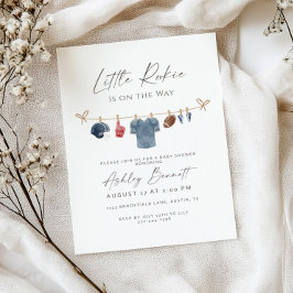 Invitación Blue Clothesline Little Rookie Football Baby