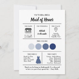 Invitación Blue Coastal Bridesmaid Information Card