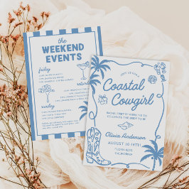 Invitación Blue Coastal Cowgirl Bachelorette Party
