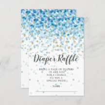 Blue Confetti Baby Shower Diaper Raffle Ticket