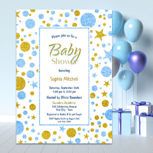 Invitación Blue Confetti Boy Baby Shower