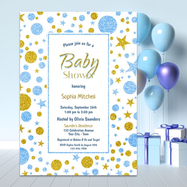 Invitación Blue Confetti Boy Baby Shower (Subido por el creador)