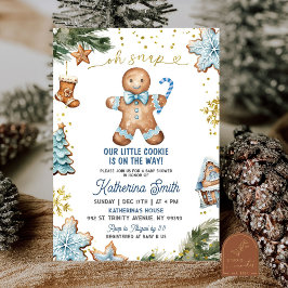 Invitación Blue Cookies Gingerbread Oh Snap Baby Shower