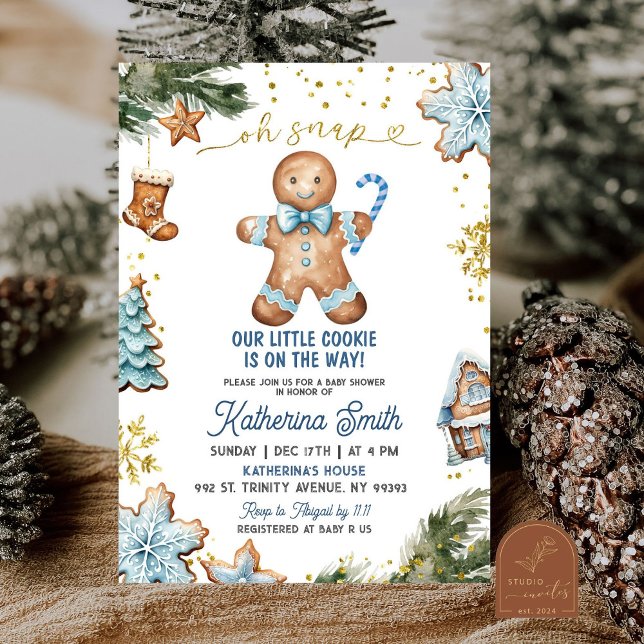 Invitación Blue Cookies Gingerbread Oh Snap Baby Shower (Subido por el creador)