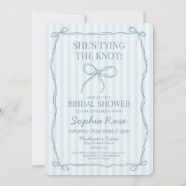 Invitación Blue Coquette Bow Tying Bridal Shower