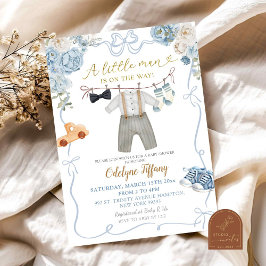 Invitación Blue Coquette Boy Baby Clothes Baby Shower