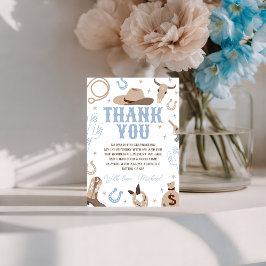 Invitación Blue Cowboy Western Thank You Card