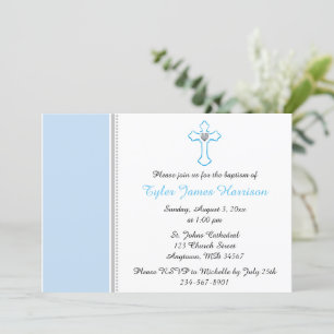Invitación Blue Cross Baby Boy Baptism / Christening