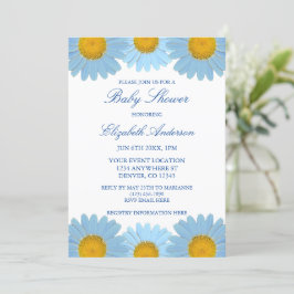 Invitación Blue Daisies Floral Baby Shower