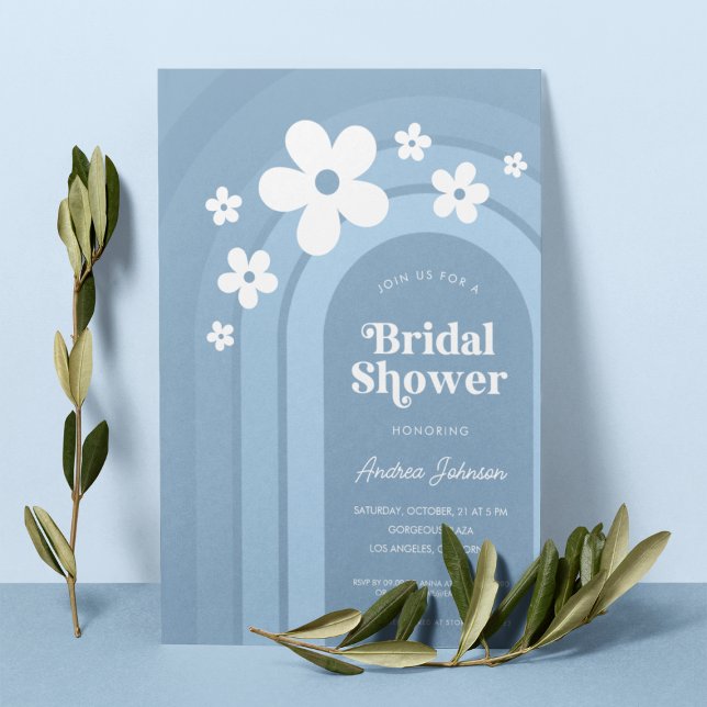 Invitación Blue Daisy Boho Rainbow Ombre 70 Ducha nupcial (Subido por el creador)