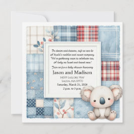 Invitación Blue Denim Koala Baby Shower Invitation